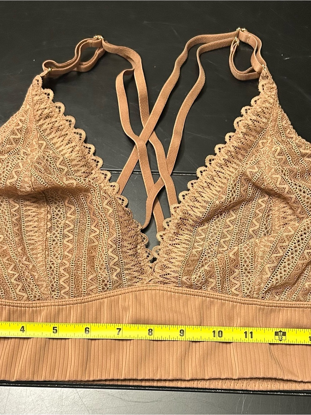 Lace Bralette Crisscross Back Arula Intimates Plus in Tan Size A